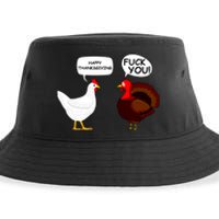 Funny Happy Thanksgiving Chicken Vs Turkey Sustainable Bucket Hat