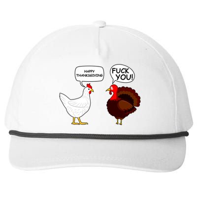 Funny Happy Thanksgiving Chicken Vs Turkey Snapback Five-Panel Rope Hat