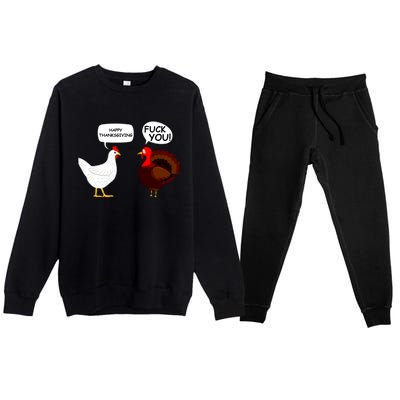 Funny Happy Thanksgiving Chicken Vs Turkey Premium Crewneck Sweatsuit Set