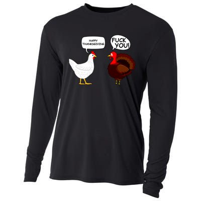 Funny Happy Thanksgiving Chicken Vs Turkey Cooling Performance Long Sleeve Crew