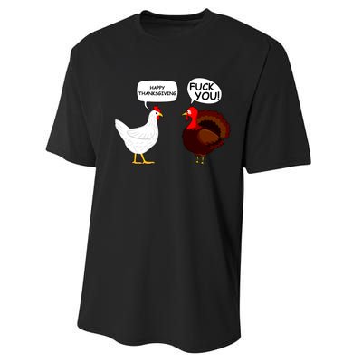 Funny Happy Thanksgiving Chicken Vs Turkey Performance Sprint T-Shirt