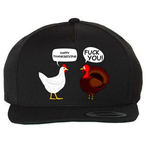 Funny Happy Thanksgiving Chicken Vs Turkey Wool Snapback Cap