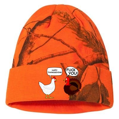 Funny Happy Thanksgiving Chicken Vs Turkey Kati Licensed 12" Camo Beanie