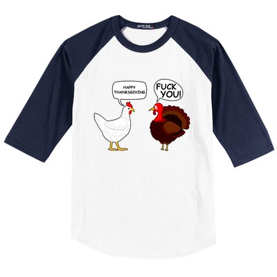 Funny Happy Thanksgiving Chicken Vs Turkey Baseball Sleeve Shirt