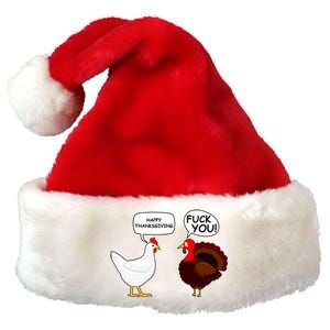 Funny Happy Thanksgiving Chicken Vs Turkey Premium Christmas Santa Hat