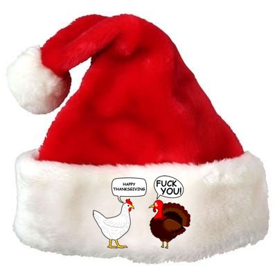 Funny Happy Thanksgiving Chicken Vs Turkey Premium Christmas Santa Hat