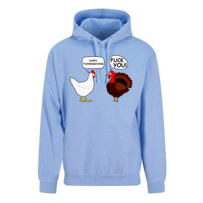 Funny Happy Thanksgiving Chicken Vs Turkey Unisex Surf Hoodie