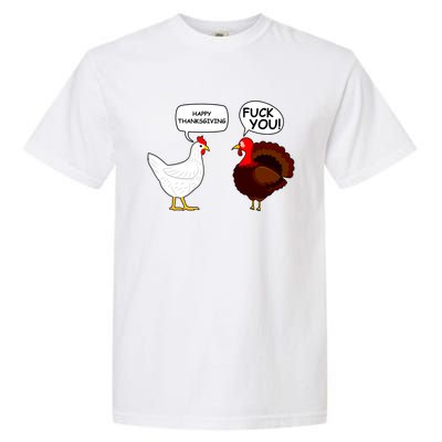 Funny Happy Thanksgiving Chicken Vs Turkey Garment-Dyed Heavyweight T-Shirt