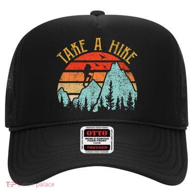 Funny Hiking Take A Hike Women Mountain Hiker High Crown Mesh Back Trucker Hat