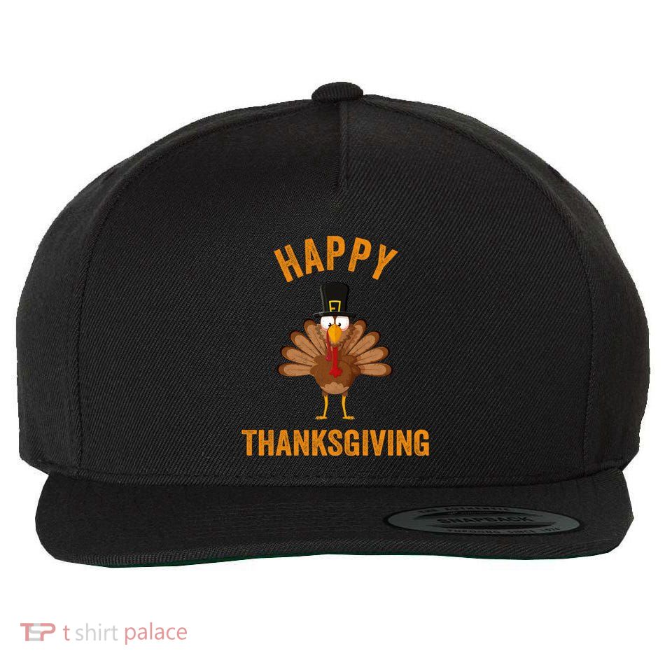 Funny Happy Turkey Day Gift Thanksgiving Day Gift Wool Snapback Cap