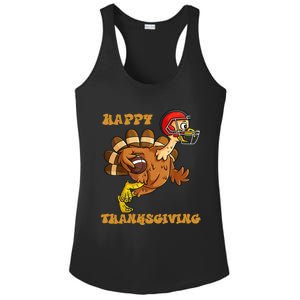 Funny Happy Thanksgiving Turkey Football Gift Ladies PosiCharge Competitor Racerback Tank