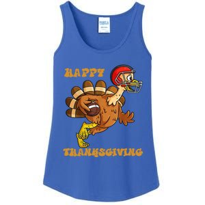 Funny Happy Thanksgiving Turkey Football Gift Ladies Essential Tank