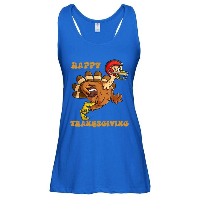 Funny Happy Thanksgiving Turkey Football Gift Ladies Essential Flowy Tank