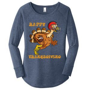 Funny Happy Thanksgiving Turkey Football Gift Women's Perfect Tri Tunic Long Sleeve Shirt