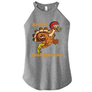 Funny Happy Thanksgiving Turkey Football Gift Women's Perfect Tri Rocker Tank