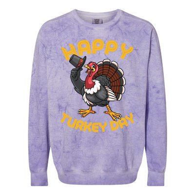 Funny Happy Turkey Day Thanksgiving Day Great Gift Colorblast Crewneck Sweatshirt