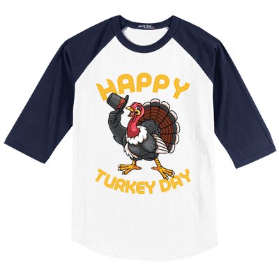 Funny Happy Turkey Day Thanksgiving Day Great Gift Baseball Sleeve Shirt