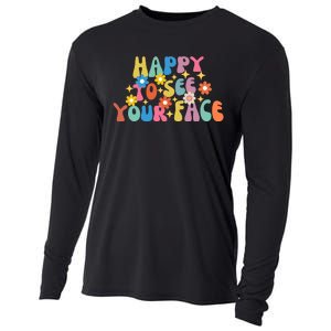 Funny Happy To See Your Face Cute First Day Of School Friend Squad Cooling Performance Long Sleeve Crew