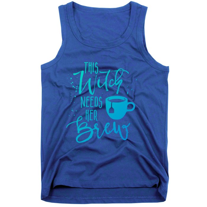 Funny Halloween Tea Gift Witch Needs Her Brew Cup Funny Gift Tank Top