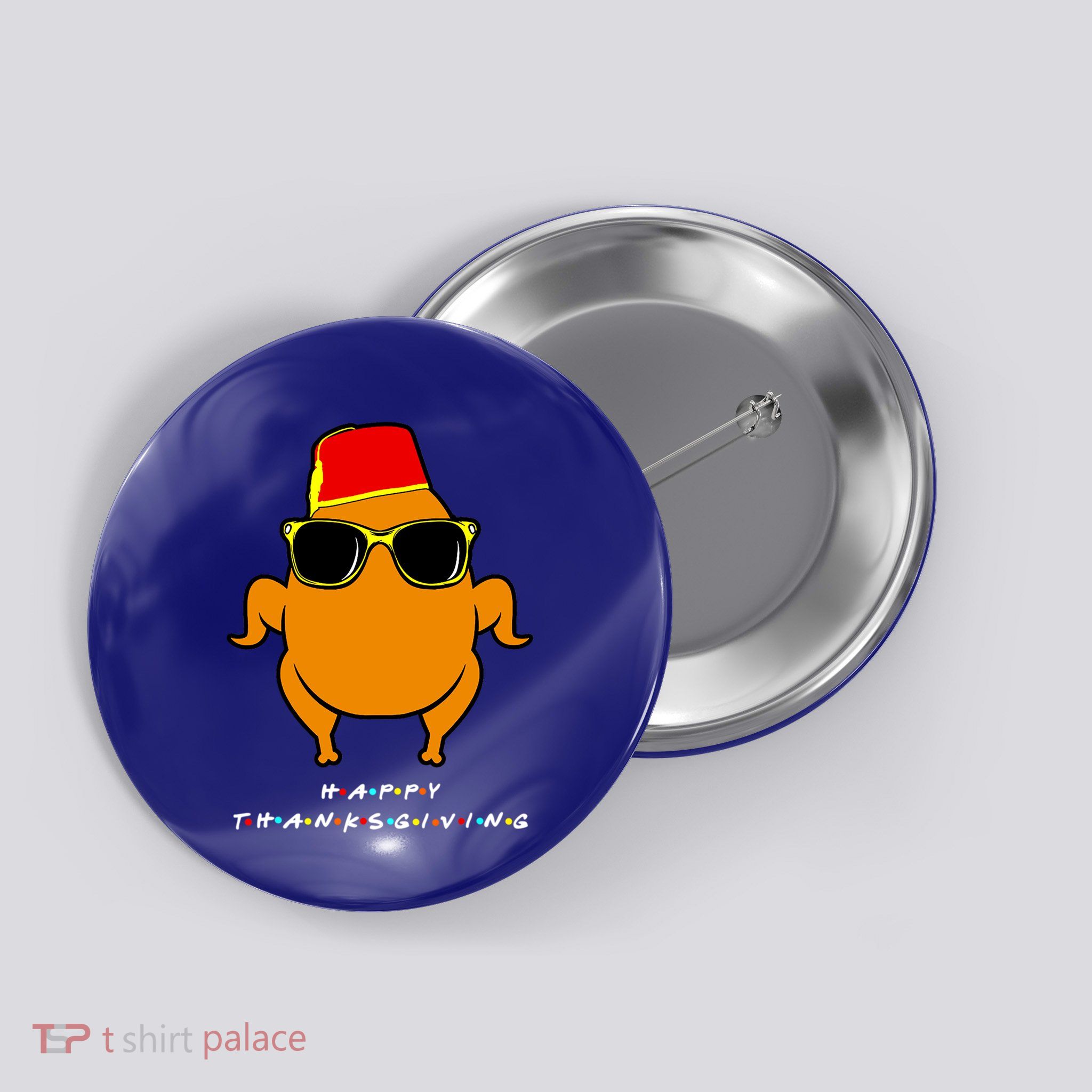 Funny Happy Thanksgiving Friends Turkey Head Gift For Family Gift Button