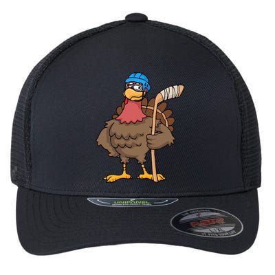 Funny Hockey Thanksgiving Turkey Hockey Player Costume Gift Flexfit Unipanel Trucker Cap