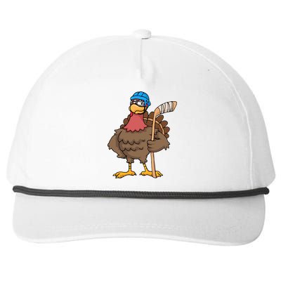 Funny Hockey Thanksgiving Turkey Hockey Player Costume Gift Snapback Five-Panel Rope Hat