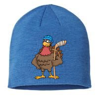 Funny Hockey Thanksgiving Turkey Hockey Player Costume Gift Sustainable Beanie