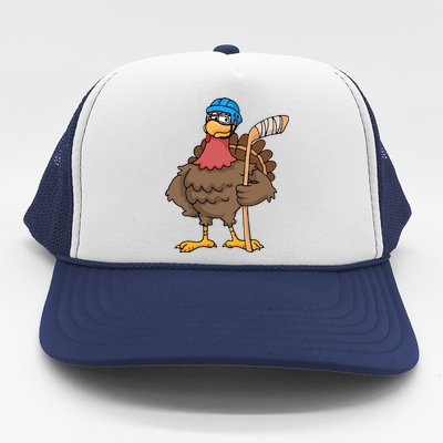 Funny Hockey Thanksgiving Turkey Hockey Player Costume Gift Trucker Hat