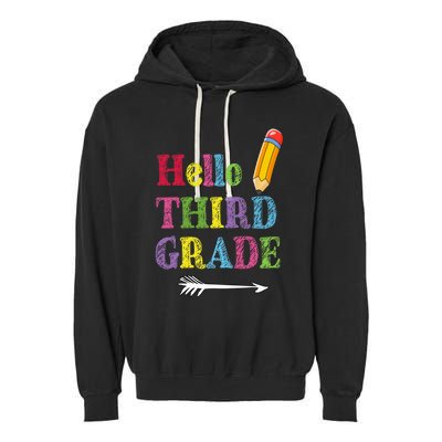 Funny Hello Third Grade Funny Back To The School Garment-Dyed Fleece Hoodie