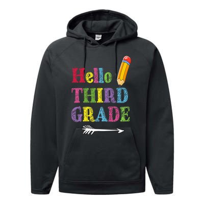 Funny Hello Third Grade Funny Back To The School Performance Fleece Hoodie