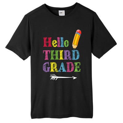 Funny Hello Third Grade Funny Back To The School Tall Fusion ChromaSoft Performance T-Shirt