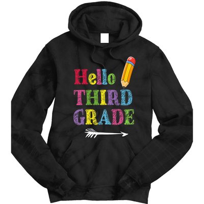 Funny Hello Third Grade Funny Back To The School Tie Dye Hoodie