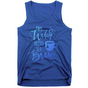 Funny Halloween Tea Gift Witch Needs Her Brew Cup Funny Gift Tank Top