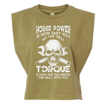 Funny Horsepower Torque Diesel Mechanic Gift Fathers Day Garment-Dyed Women's Muscle Tee