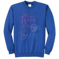 Funny Halloween Tea Gift Witch Needs Her Brew Cup Funny Gift Tall Sweatshirt