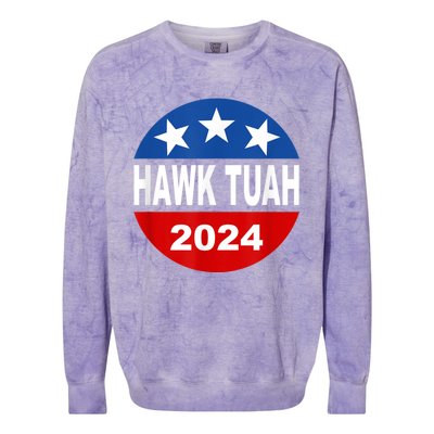 Funny Hawk Tuah 2024 Girl Hawk Tush Spit On That Thang Colorblast Crewneck Sweatshirt