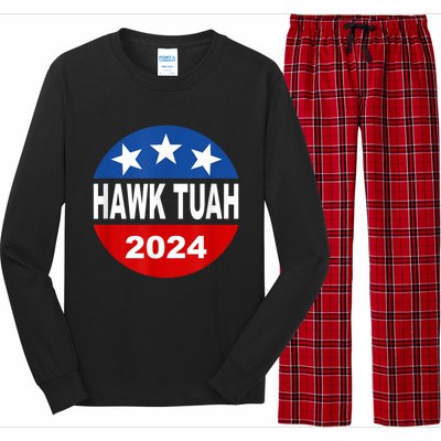 Funny Hawk Tuah 2024 Girl Hawk Tush Spit On That Thang Long Sleeve Pajama Set