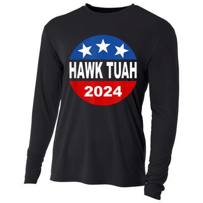 Funny Hawk Tuah 2024 Girl Hawk Tush Spit On That Thang Cooling Performance Long Sleeve Crew