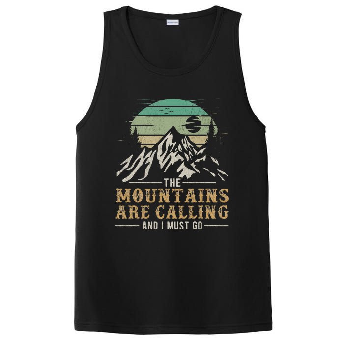 Funny Hiking Tee The Mountains Are Calling And I Must Go PosiCharge Competitor Tank