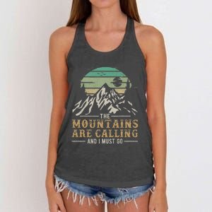 Funny Hiking Tee The Mountains Are Calling And I Must Go Women's Knotted Racerback Tank