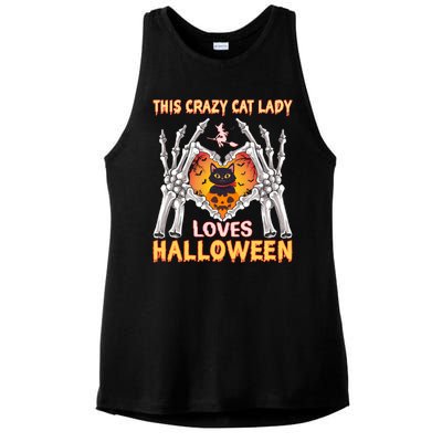 Funny Halloween This Crazy Cat Lady Loves Halloween Ladies PosiCharge Tri-Blend Wicking Tank