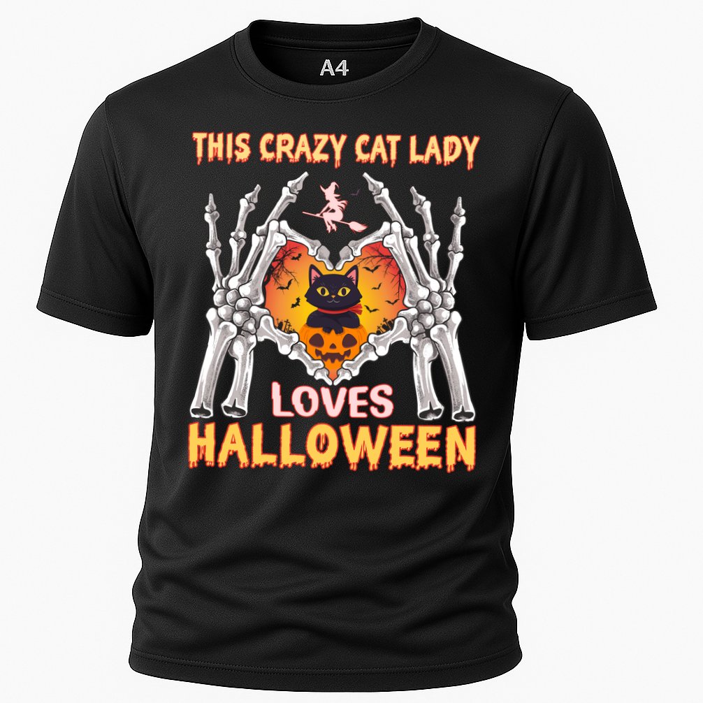 Funny Halloween This Crazy Cat Lady Loves Halloween Cooling Performance Crew T-Shirt