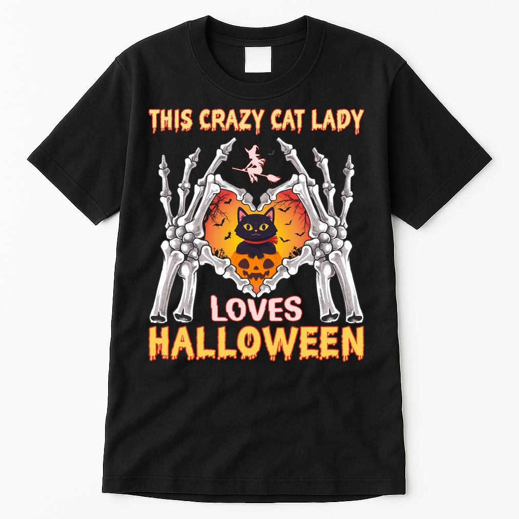 Funny Halloween This Crazy Cat Lady Loves Halloween Tall T-Shirt