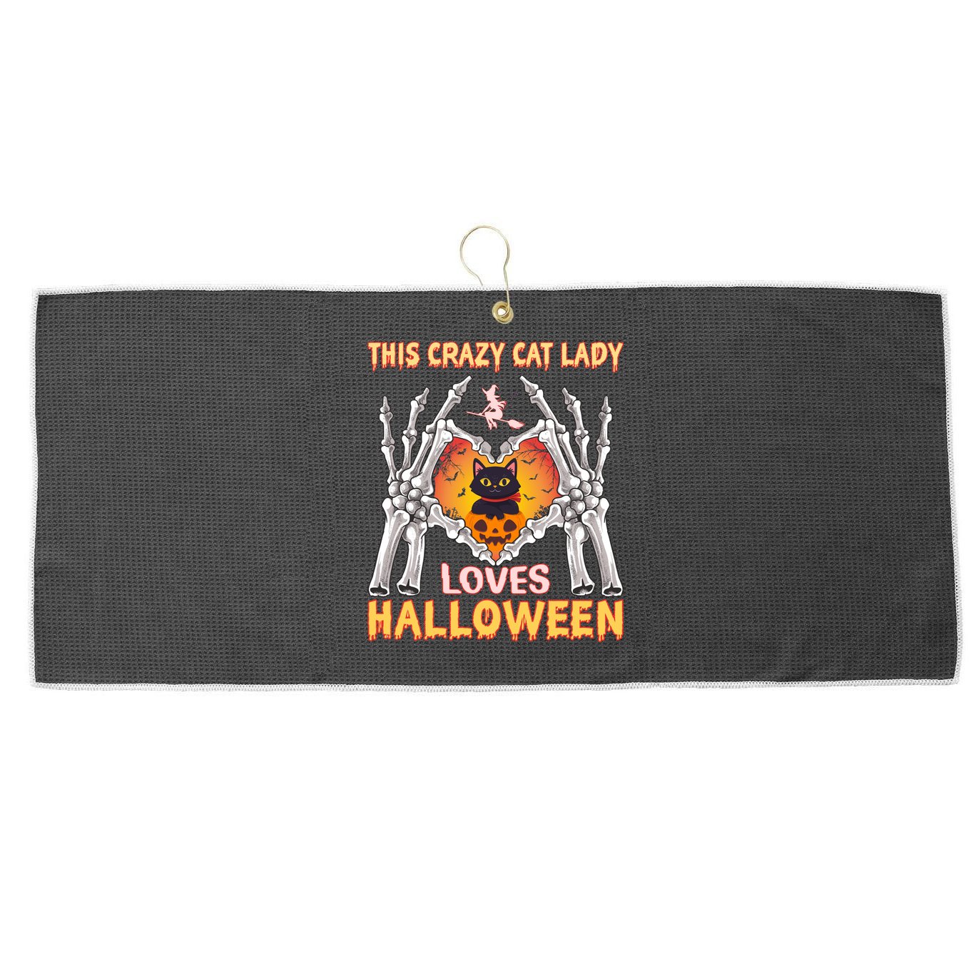 Funny Halloween This Crazy Cat Lady Loves Halloween Large Microfiber Waffle Golf Towel