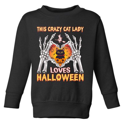 Funny Halloween This Crazy Cat Lady Loves Halloween Toddler Sweatshirt
