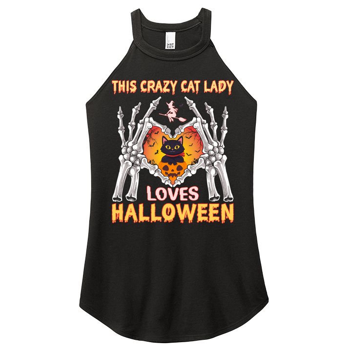 Funny Halloween This Crazy Cat Lady Loves Halloween Women's Perfect Tri Rocker Tank