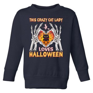 Funny Halloween This Crazy Cat Lady Loves Halloween Toddler Sweatshirt