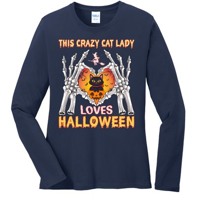 Funny Halloween This Crazy Cat Lady Loves Halloween Ladies Long Sleeve Shirt