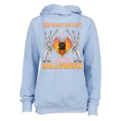 Funny Halloween This Crazy Cat Lady Loves Halloween Womens Funnel Neck Pullover Hood