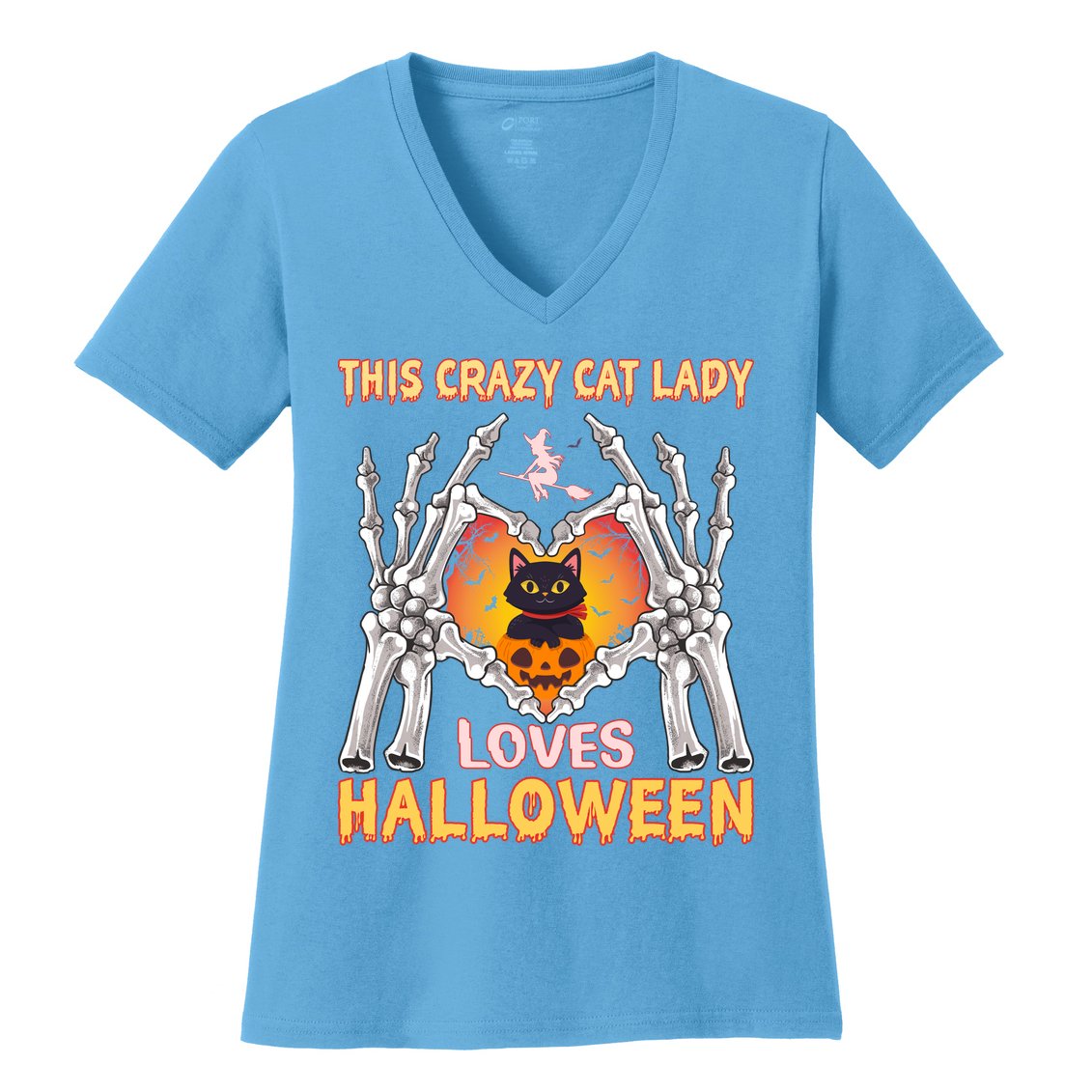 Funny Halloween This Crazy Cat Lady Loves Halloween Women's V-Neck T-Shirt
